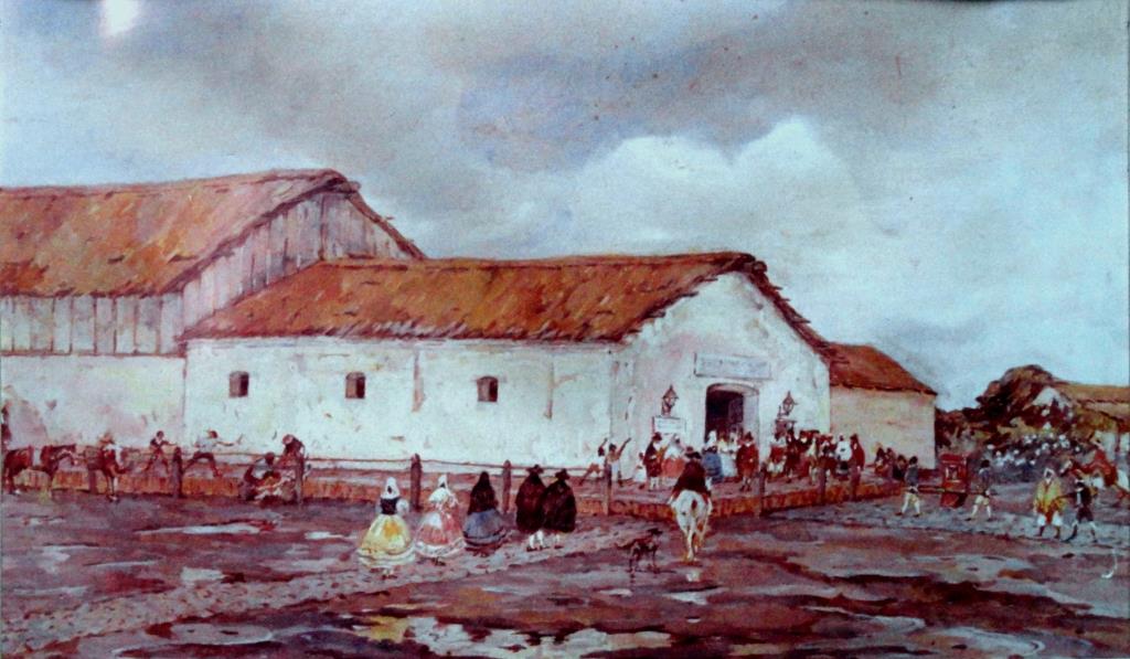 “El Teatro de la Ranchería”, gouache de Léonie Matthis, c. 1938. Instituto Nacional de Estudios de Teatro.