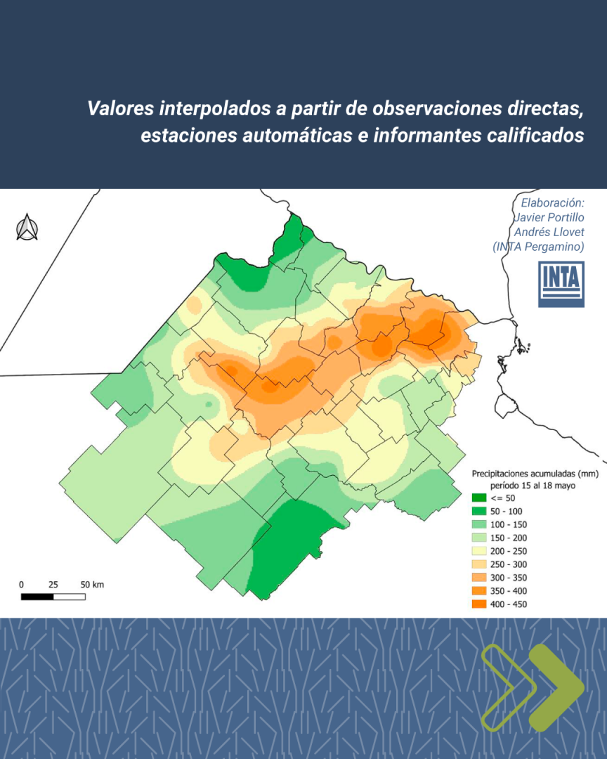 Valores interpolados a partir de observaciones directas, estaciones automáticas e informantes calificados