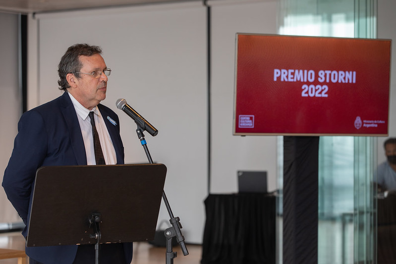 El ministro de Cultura, Tristán Bauer, durante el anuncio de la segunda edición del Premio