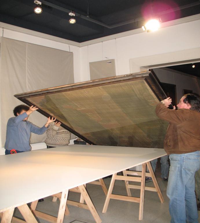 Imagen de la etapa 1 del proceso de restauracion de la Bandera de Macha.