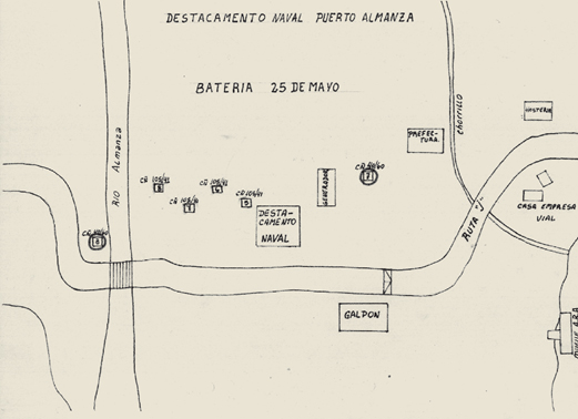 Croquis de la Batería 25 de Mayo en Almanza