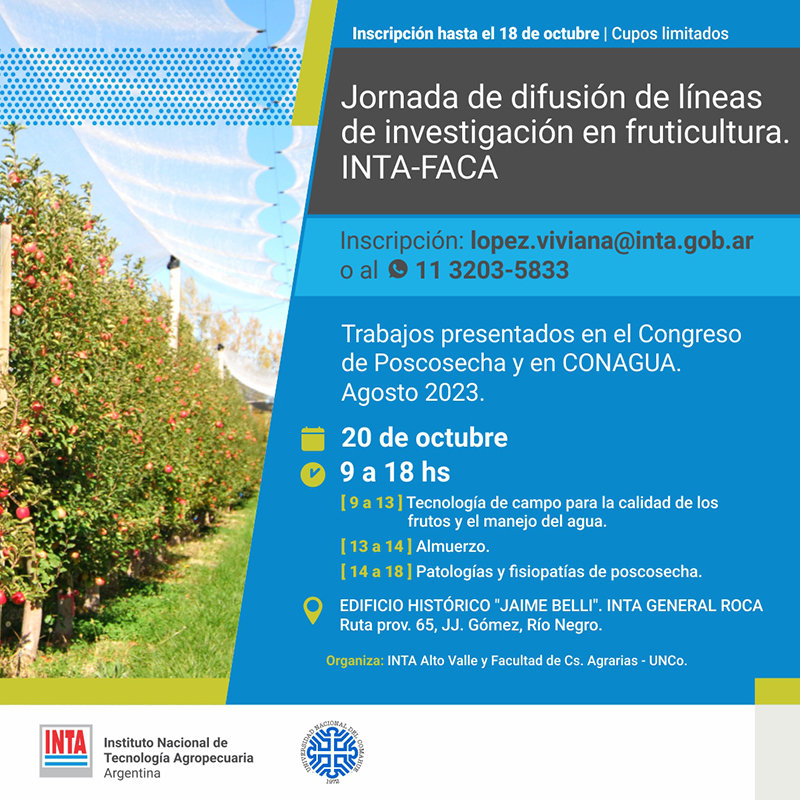 Jornada de difusión de líneas de investigación en fruticultura. INTA - FACA