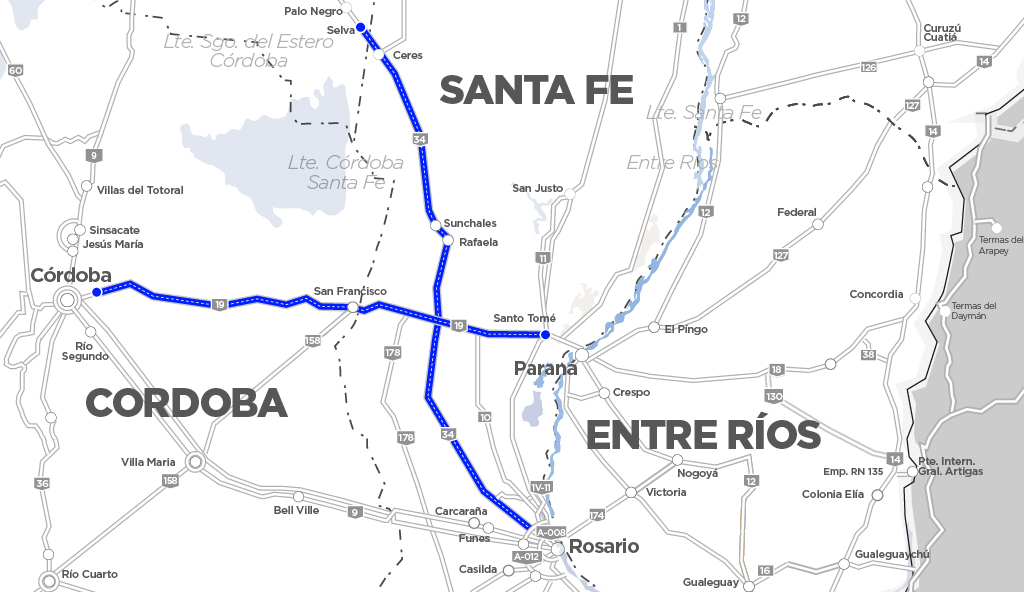 Mapa corredor vial nacional N° 4
