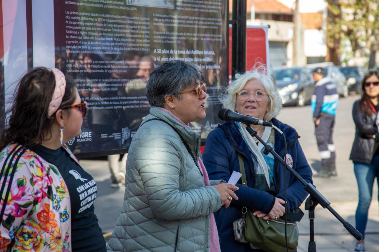 Paula Ramírez, Manuela Schuppisser y Rufina Gastón como oradoras del acto de señalización de Astilleros Astarsa