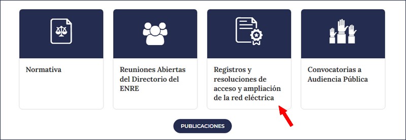 Acceso desde la página de inicio del sitio del ENRE.