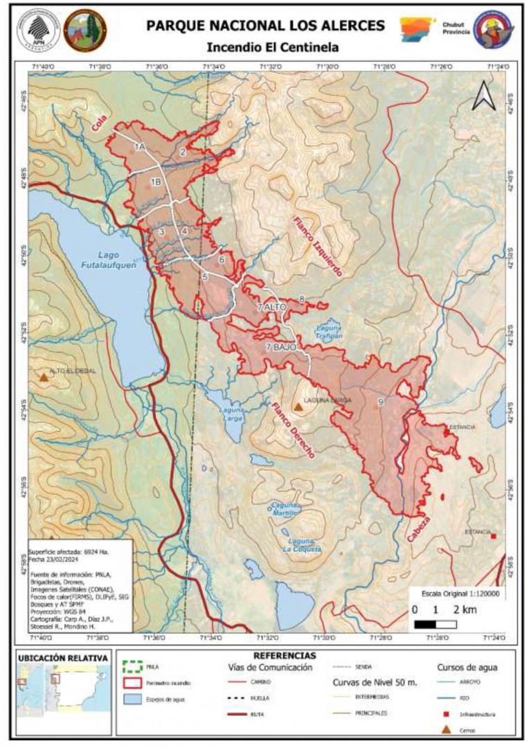 Mapa de incendio El Centinela PNLA