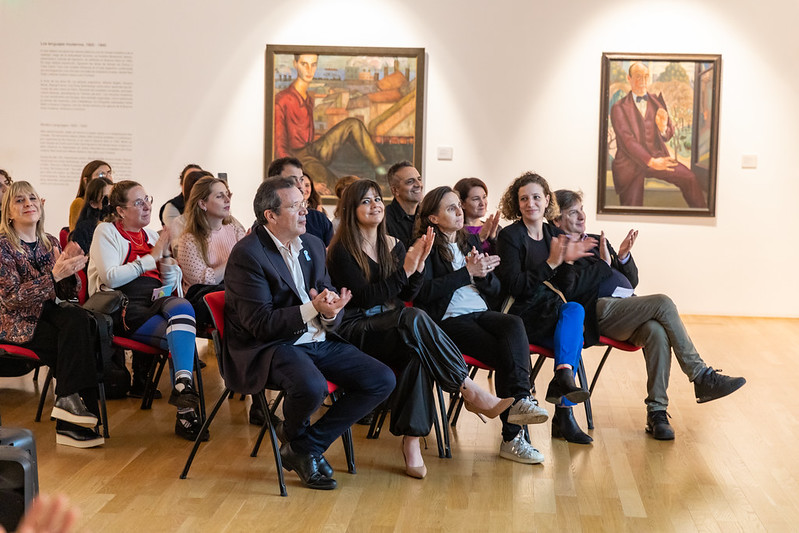 Tristán Bauer, Jésica Tritten, Laura Durán, Mayaan Feldman y Andrés Duprat, ayer en el Bellas Artes.